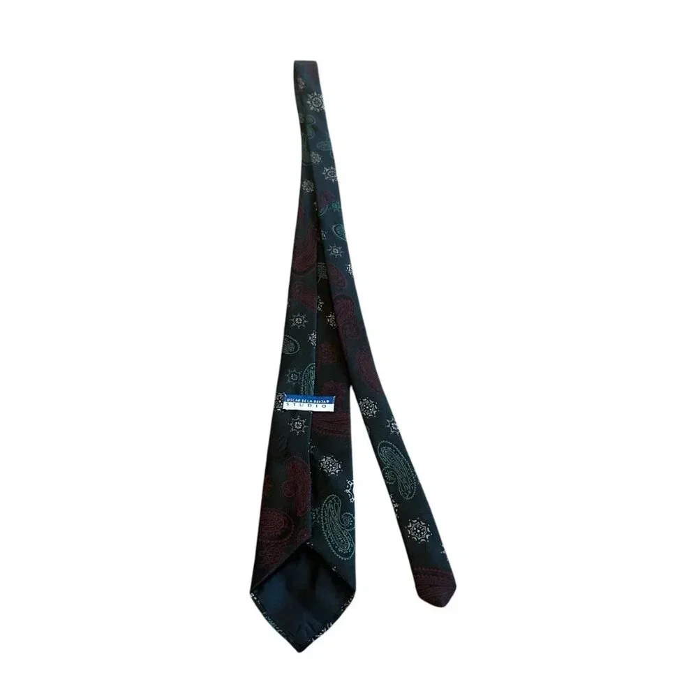 Oscar de la Renta Studio Brown Paisley Print Neck Tie 59